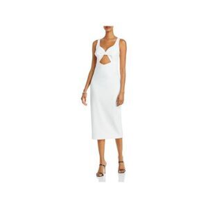 AQUA FORMAL Womens White Twist Front Back Slit Sleeveless Midi Sheath Dress 12